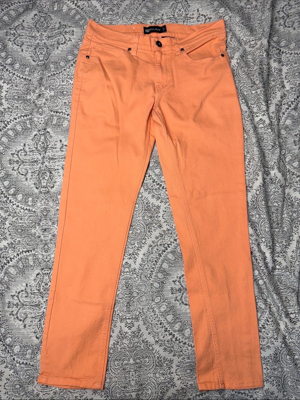 SB Royal Blue Orange Skinny Jeans with Visible Waistband Label - 30x30